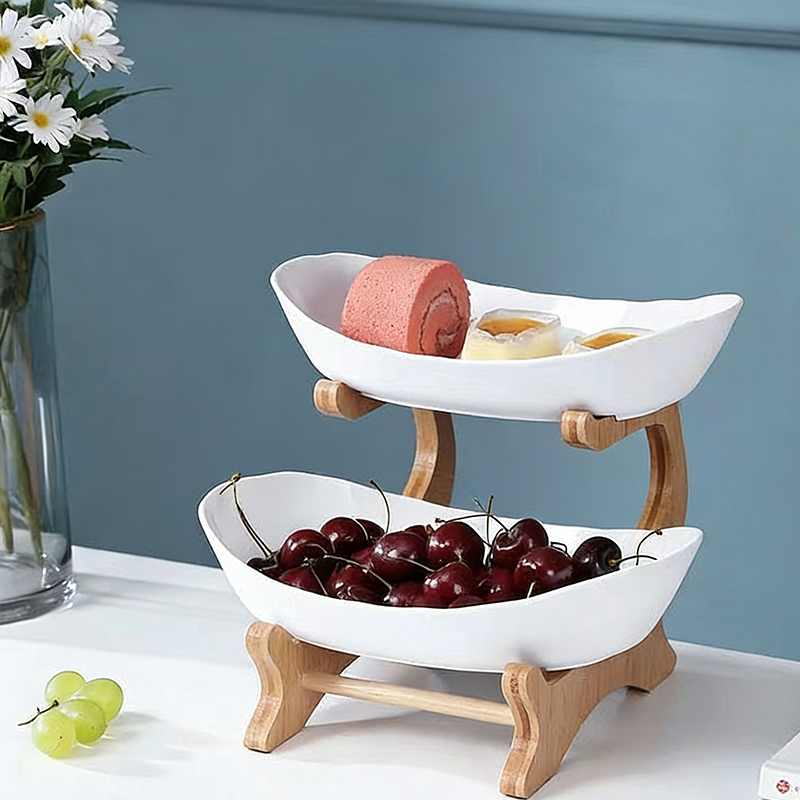 ✨🌿 3-Szintes Gyümölcstál Fa Állvánnyal 🍎🍇