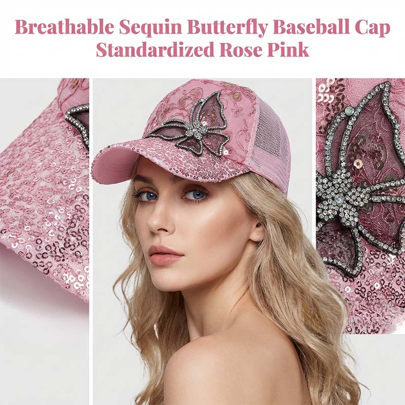 📦 Utánvétes fizetés – Flitteres baseballsapka "Crystal Butterfly" | Csillogó kétoldalas flitterek, csillogó pillangós minta 🧢✨