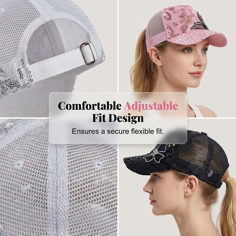 📦 Utánvétes fizetés – Flitteres baseballsapka "Crystal Butterfly" | Csillogó kétoldalas flitterek, csillogó pillangós minta 🧢✨