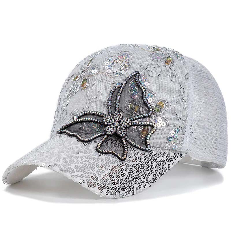 📦 Utánvétes fizetés – Flitteres baseballsapka "Crystal Butterfly" | Csillogó kétoldalas flitterek, csillogó pillangós minta 🧢✨