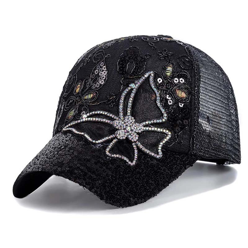 📦 Utánvétes fizetés – Flitteres baseballsapka "Crystal Butterfly" | Csillogó kétoldalas flitterek, csillogó pillangós minta 🧢✨