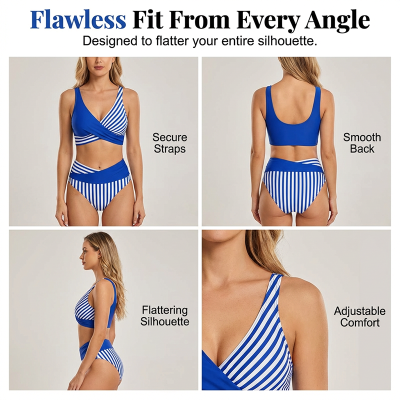 👙 Színblokkos bikini S-3XL: Stílusos és formázó, kétrészes fürdőruha 🌊
