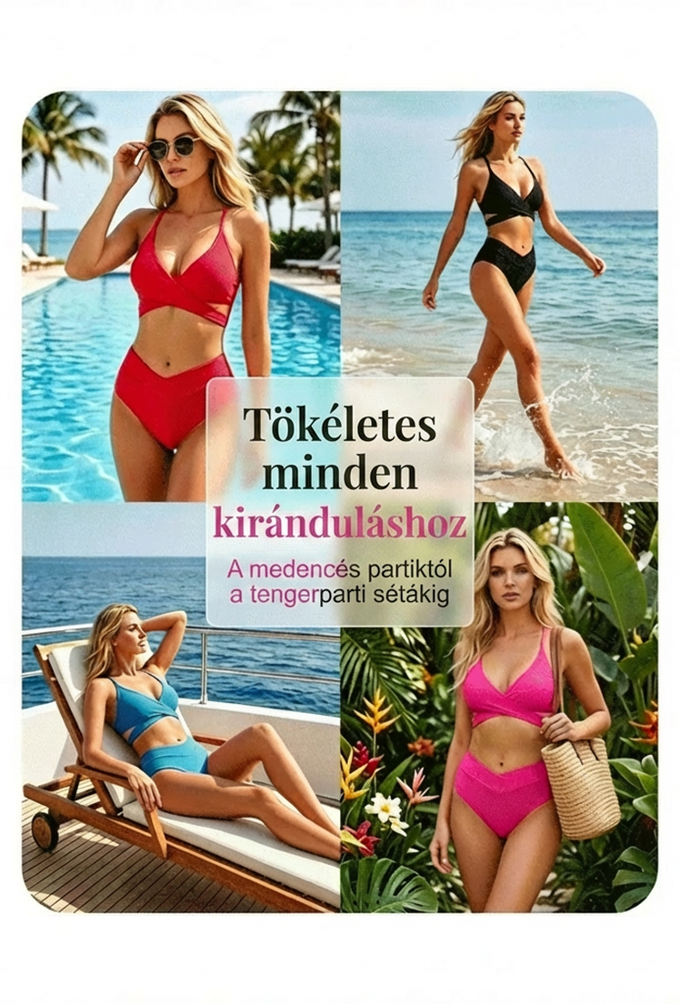 👙 Szexi, kétdarabos női bikini szett, csipkés díszítéssel | Állítható pántok, divatos megjelenés – utánvéttel ☀️✨
