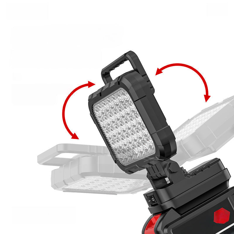 💡180°-ban forgatható LED-es munkalámpa – kettős USB-s powerbank funkcióval🔋 – strapabíró és vezeték nélküli – univerzális akkumulátor-kompatibilitás – garázsba, építkezésre és kempingezéshez