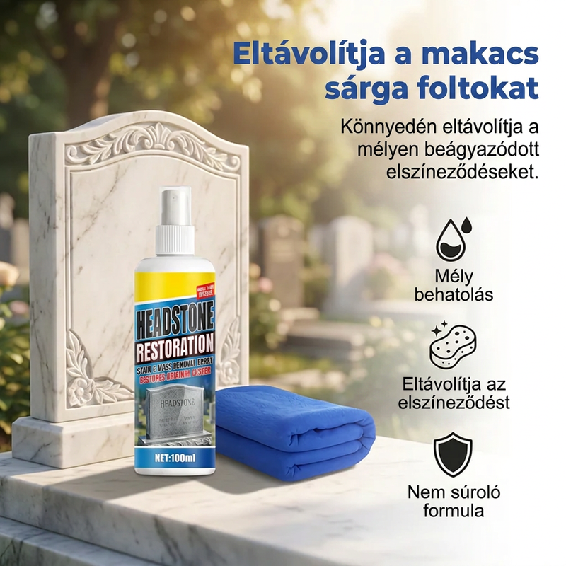 🏛️ Sírtisztító spray – gyors hatású | Gránithoz, márványhoz, kék kőhöz, természetes kőhöz🌿
