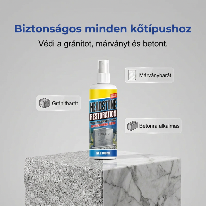🏛️ Sírtisztító spray – gyors hatású | Gránithoz, márványhoz, kék kőhöz, természetes kőhöz🌿