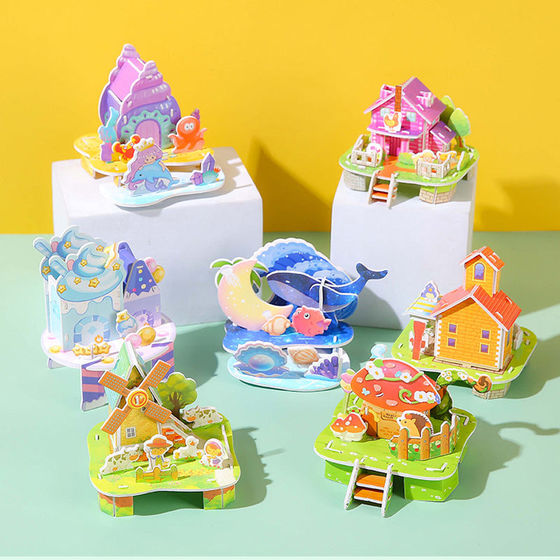 🧩 Építse fel saját 3D világát – 3D papír puzzle építőkészlet (4 darab, ragasztó nélkül) – Utánvétes 🏰