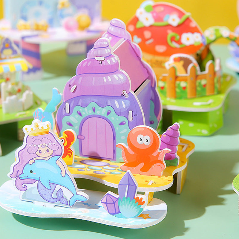 🧩 Építse fel saját 3D világát – 3D papír puzzle építőkészlet (4 darab, ragasztó nélkül) – Utánvétes 🏰