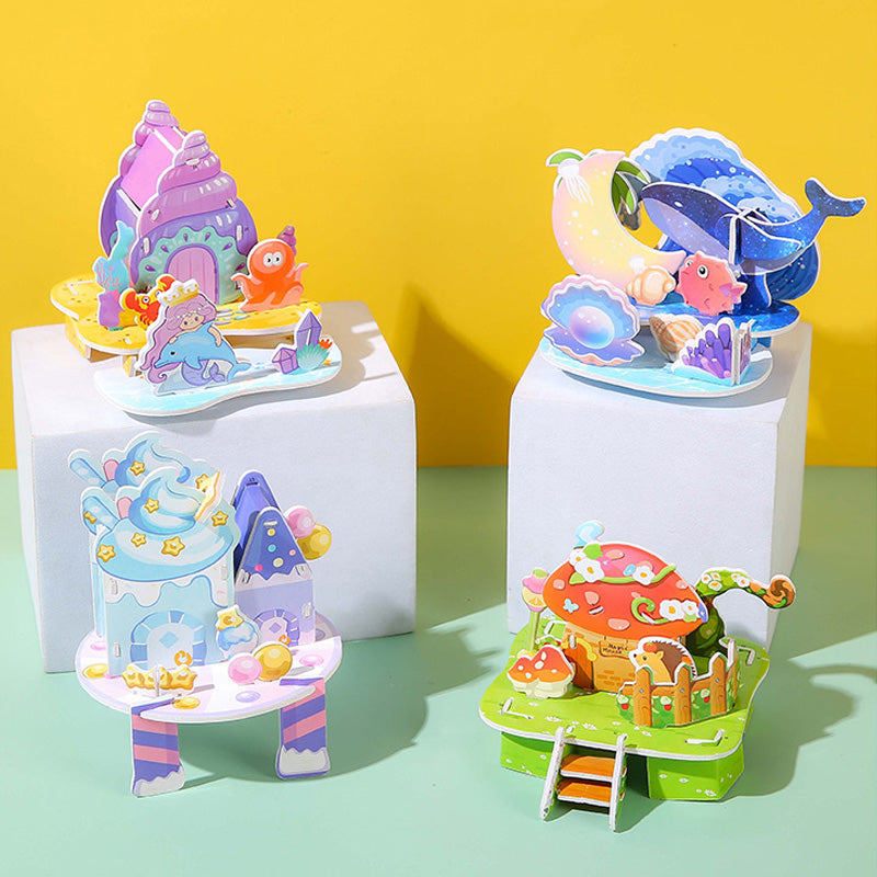🧩 Építse fel saját 3D világát – 3D papír puzzle építőkészlet (4 darab, ragasztó nélkül) – Utánvétes 🏰