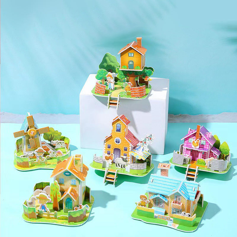 🧩 Építse fel saját 3D világát – 3D papír puzzle építőkészlet (4 darab, ragasztó nélkül) – Utánvétes 🏰
