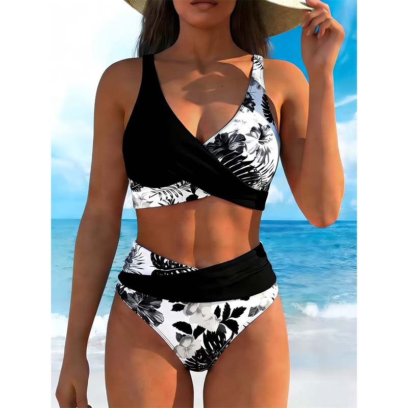 🌸🌿 Hangsúlyozd az alakod – Női virágmintás, magas derekú bikini szett (EU S-XL) 🌊👙