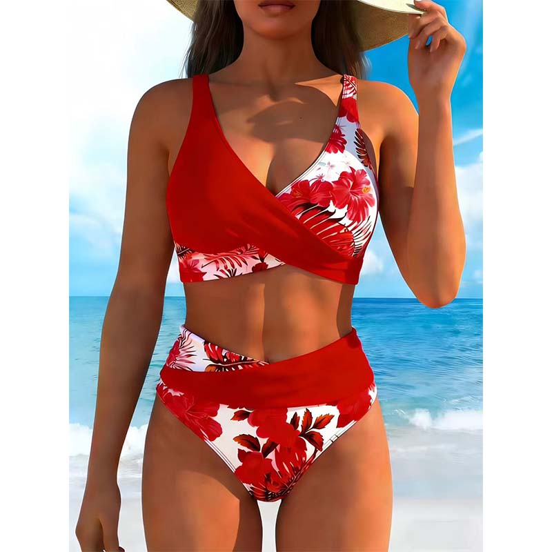 🌸🌿 Hangsúlyozd az alakod – Női virágmintás, magas derekú bikini szett (EU S-XL) 🌊👙