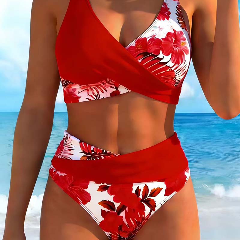🌸🌿 Hangsúlyozd az alakod – Női virágmintás, magas derekú bikini szett (EU S-XL) 🌊👙