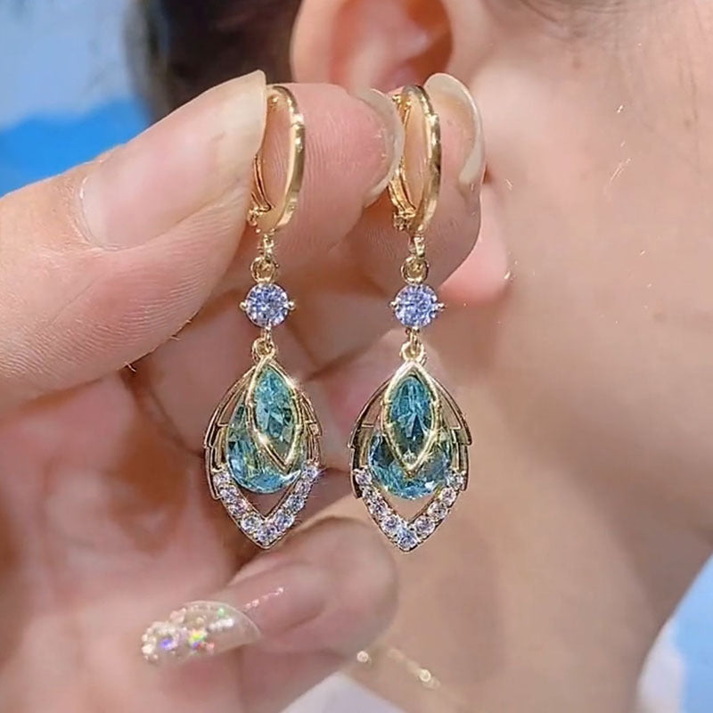 💎Égszínkék rombusz alakú csepp alakú fülbevaló