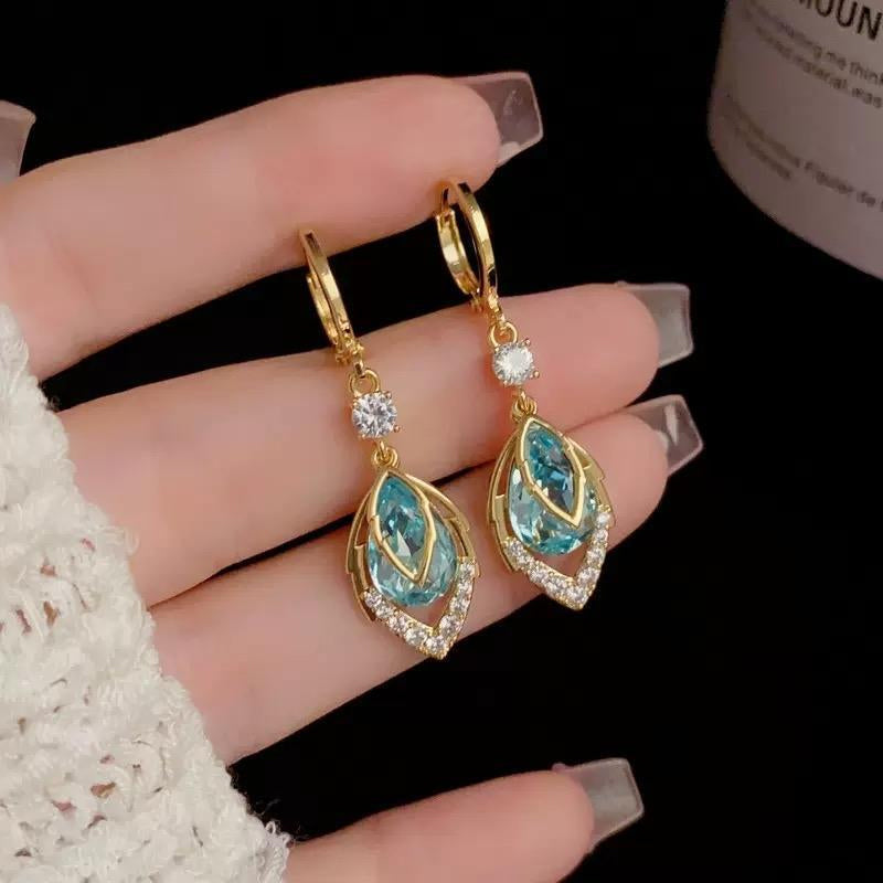 💎Égszínkék rombusz alakú csepp alakú fülbevaló