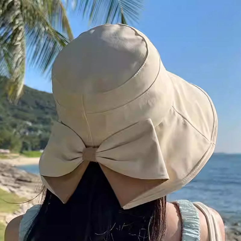 👒☀️Széles karimájú, masnis napvédő kalap nőknek