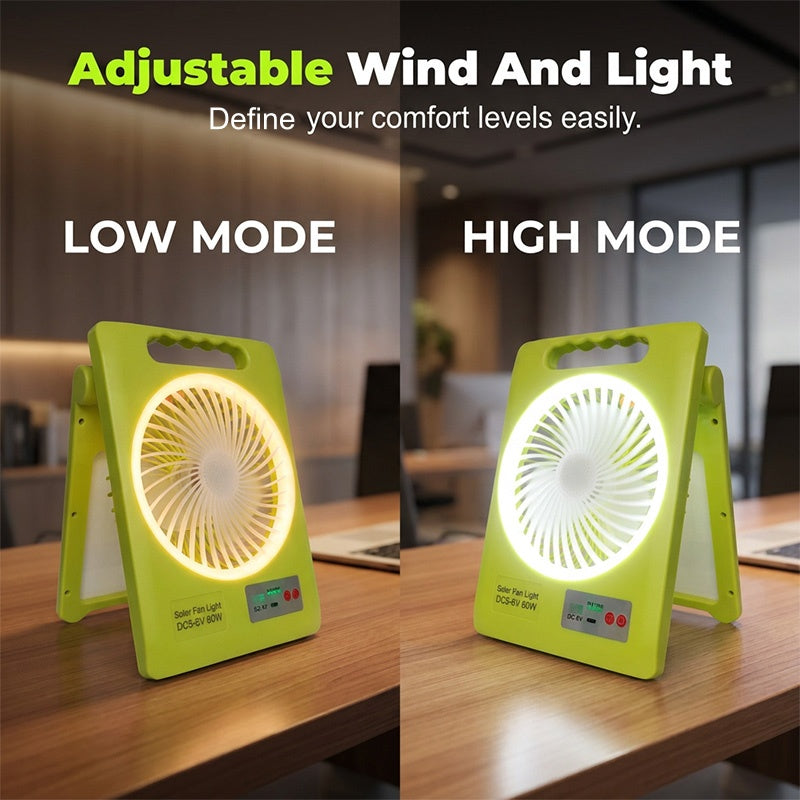 💡 Napenergiával működő ventilátor LED-es lámpával