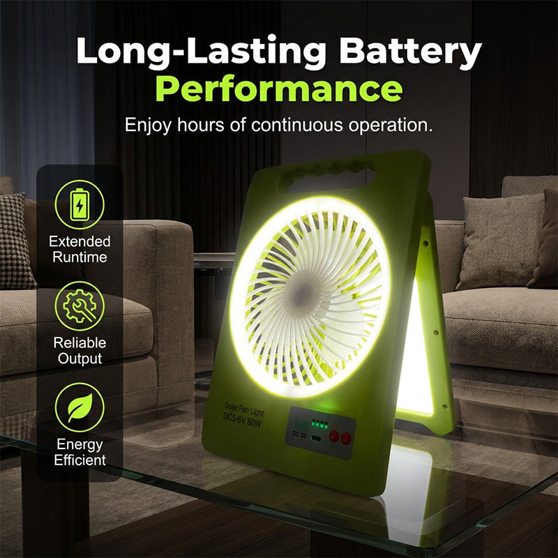 💡 Napenergiával működő ventilátor LED-es lámpával