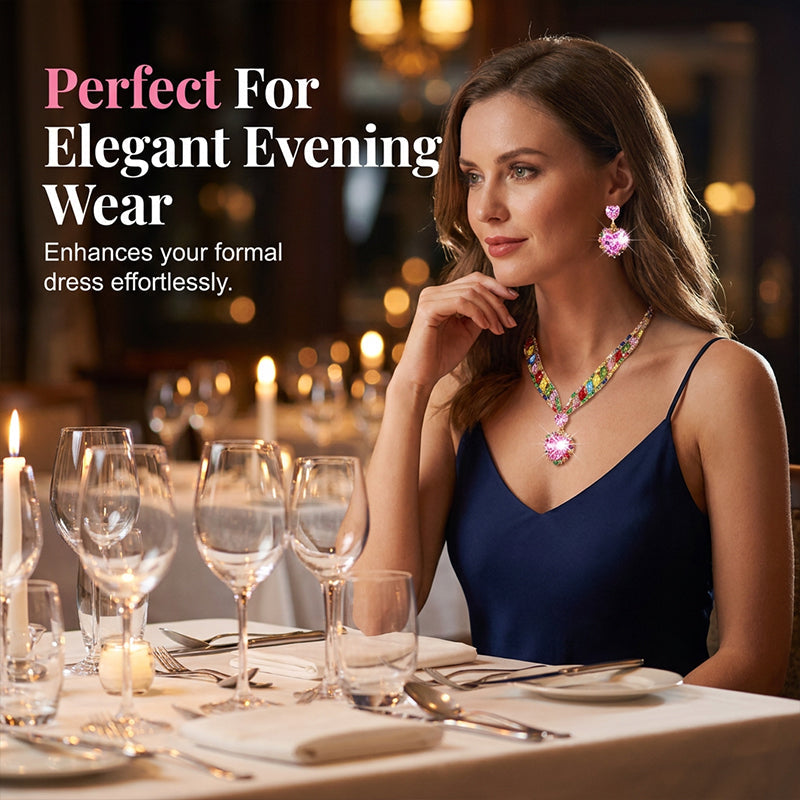 💎✨ Csillogó szív alakú ékszerszett (nyaklánc + fülbevaló) – elegáns és romantikus