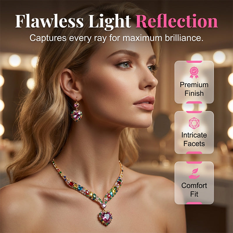 💎✨ Csillogó szív alakú ékszerszett (nyaklánc + fülbevaló) – elegáns és romantikus