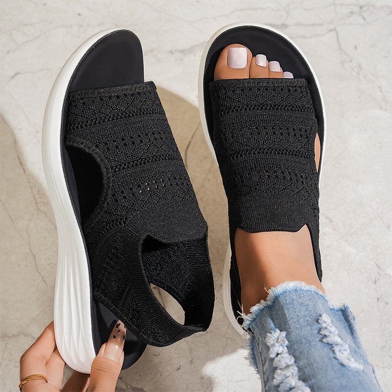 👠Női, lélegző kötött anyagból készült platform szandál ☁️