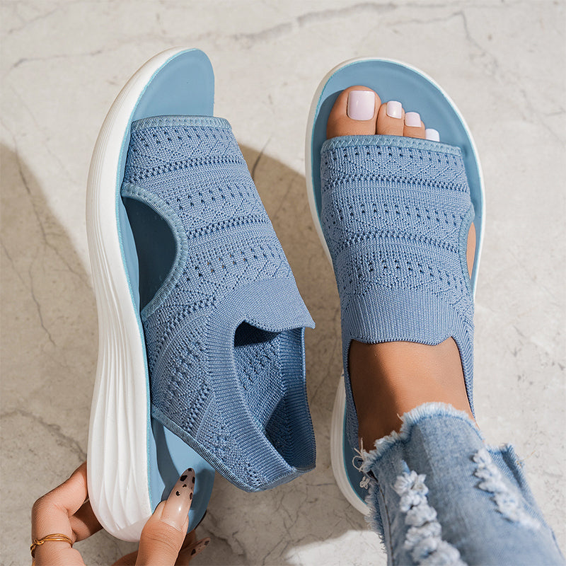 👠Női, lélegző kötött anyagból készült platform szandál ☁️