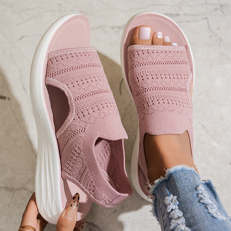 👠Női, lélegző kötött anyagból készült platform szandál ☁️