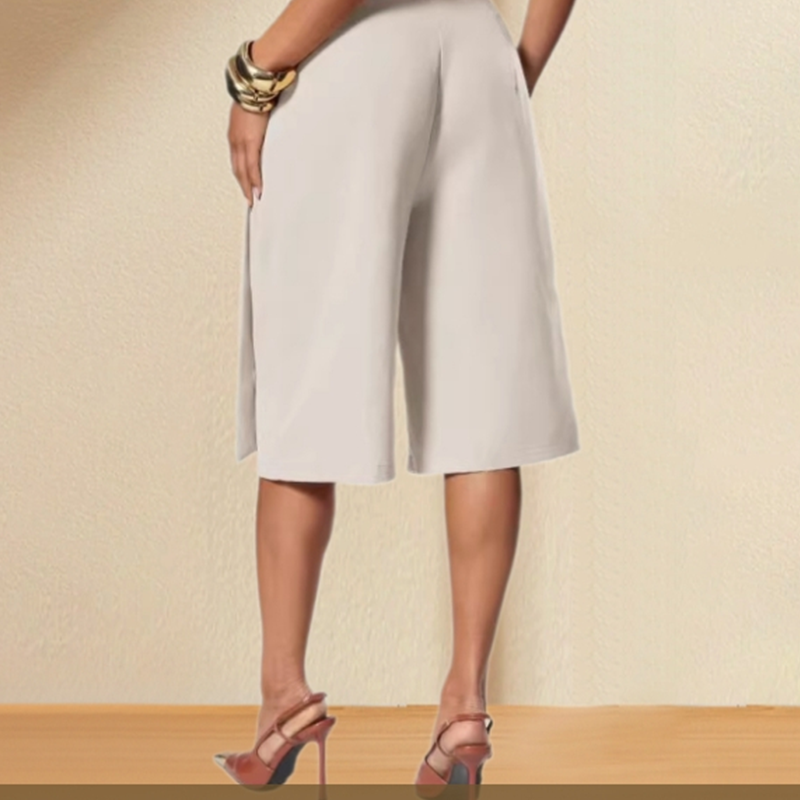 Női elegáns, elöl megkötős, széles szárú culotte nadrág