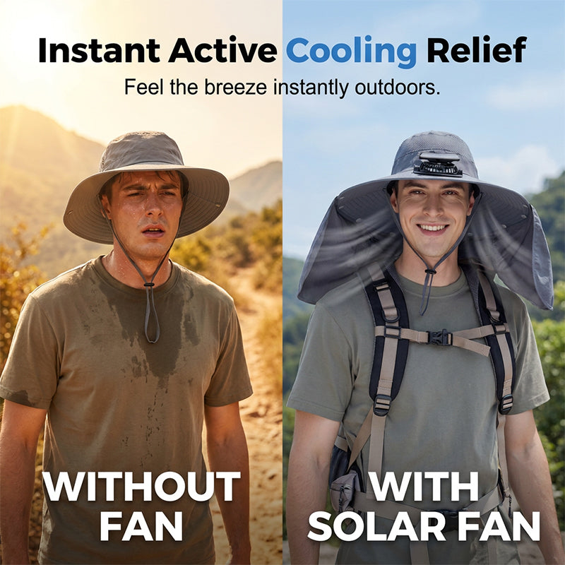 🎣 Beépített ventilátorral ellátott szabadtéri horgász sapka – lélegző hálós anyag, állítható szellőzés – utánvéttel 💪