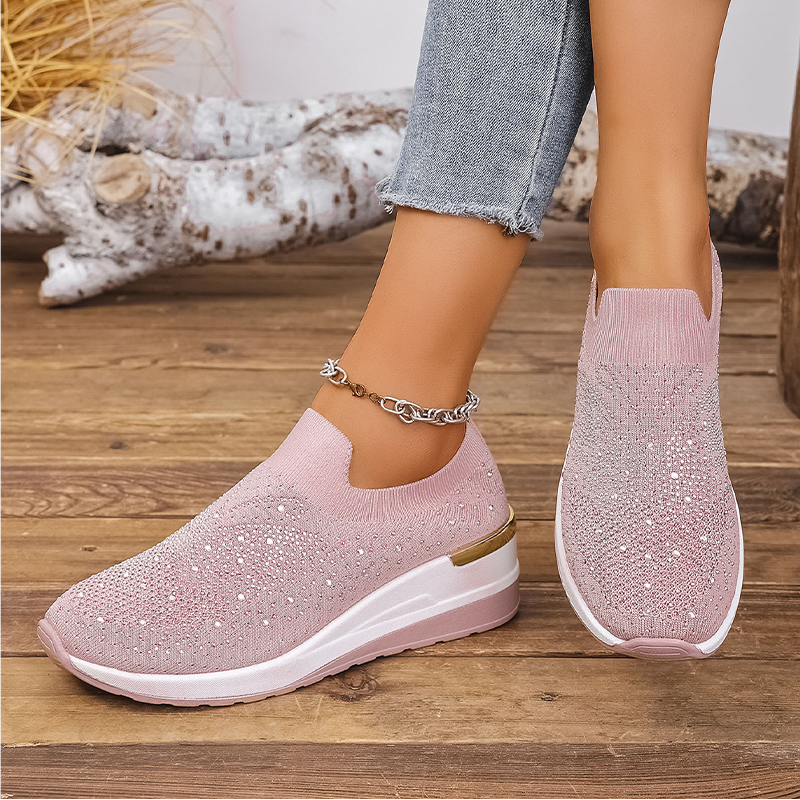 🌬️🏃‍♀️ Női strasszos pillangós slip-on sportcipő – Csillámló kényelem és könnyed viselet ✨🦋