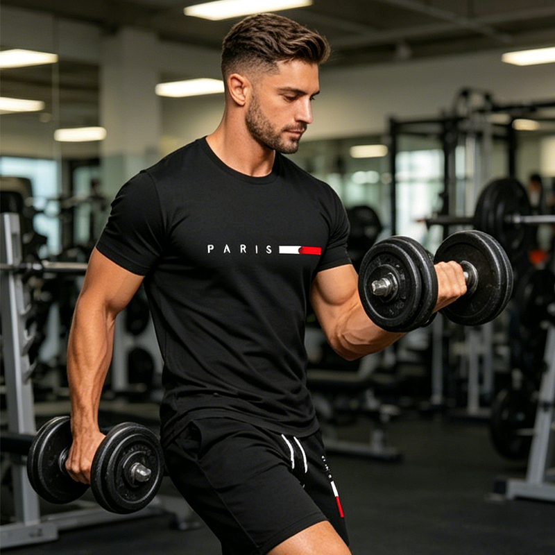 👕 MOST 30% KEDVEZMÉNY! ⏰ Férfi kétrészes mintás szett – Puha és lélegző – Laza szabás, tökéletes nyári kikapcsolódásra vagy hétköznapokra – Összeillő felső és rövidnadrág 🩳