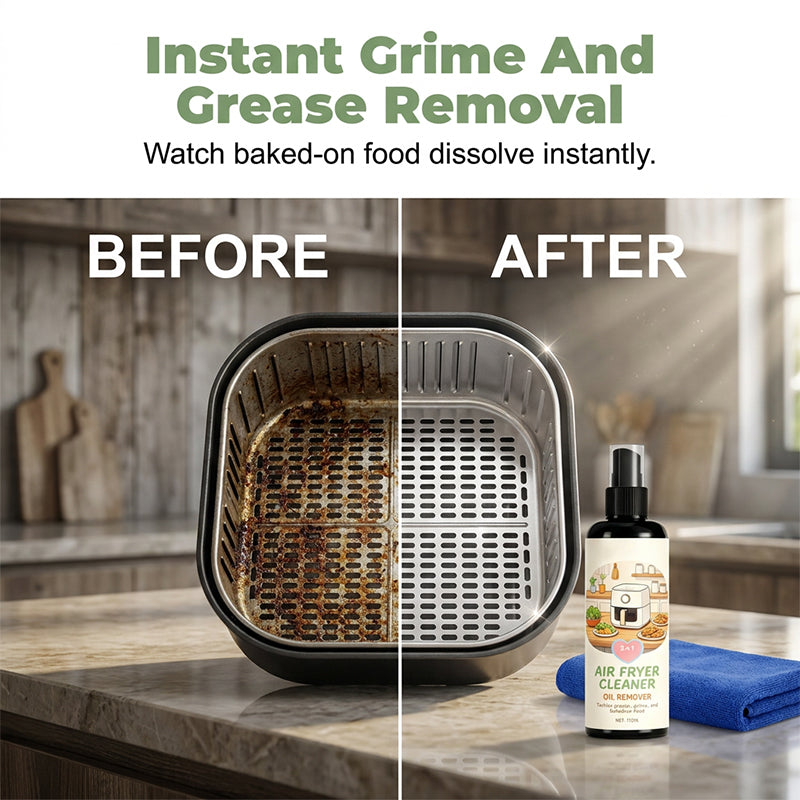 🍟 Zsírtalanítsa és tisztítsa meg air fryerét – 2 az 1-ben air fryer tisztító és zsíroldó spray✨