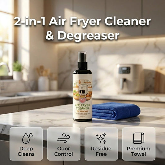 🍟 Zsírtalanítsa és tisztítsa meg air fryerét – 2 az 1-ben air fryer tisztító és zsíroldó spray✨