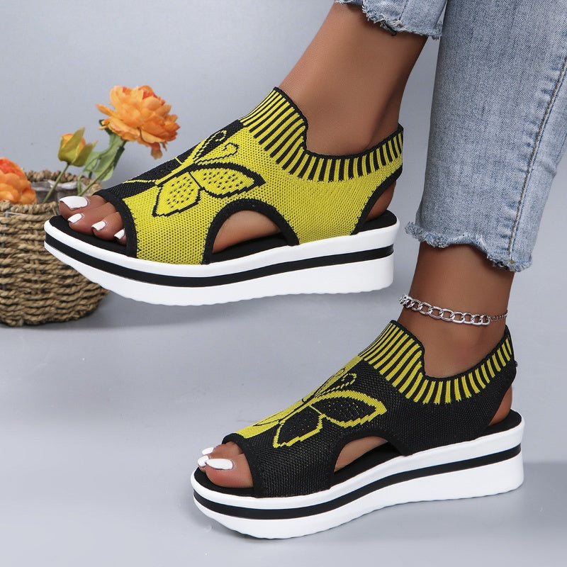 🦋👡Női szabadidős, nyitott orrú, vastag talpú strandpapucs (EU 36-43) 🏖️