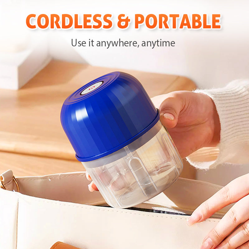 💥 Vezeték nélküli mini ételkés – USB-n újratölthető, egyérintéses, rozsdamentes pengék ✨