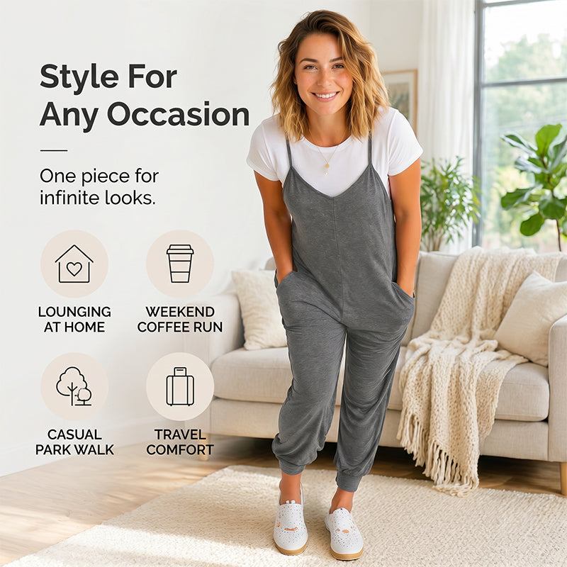 Női spagettipántos overall jumpsuit