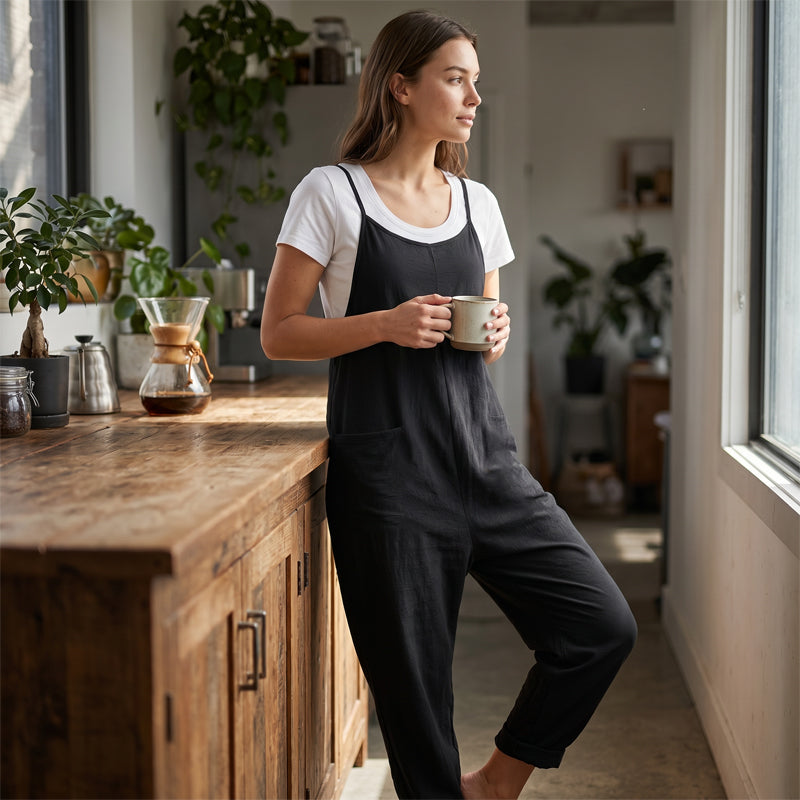 Női spagettipántos overall jumpsuit