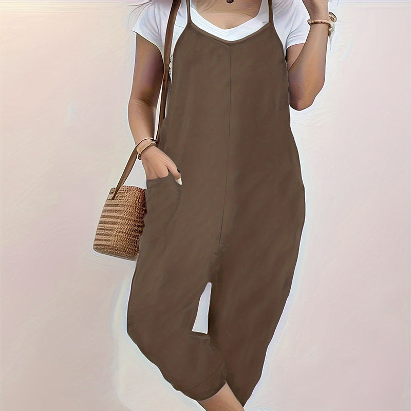 Női spagettipántos overall jumpsuit