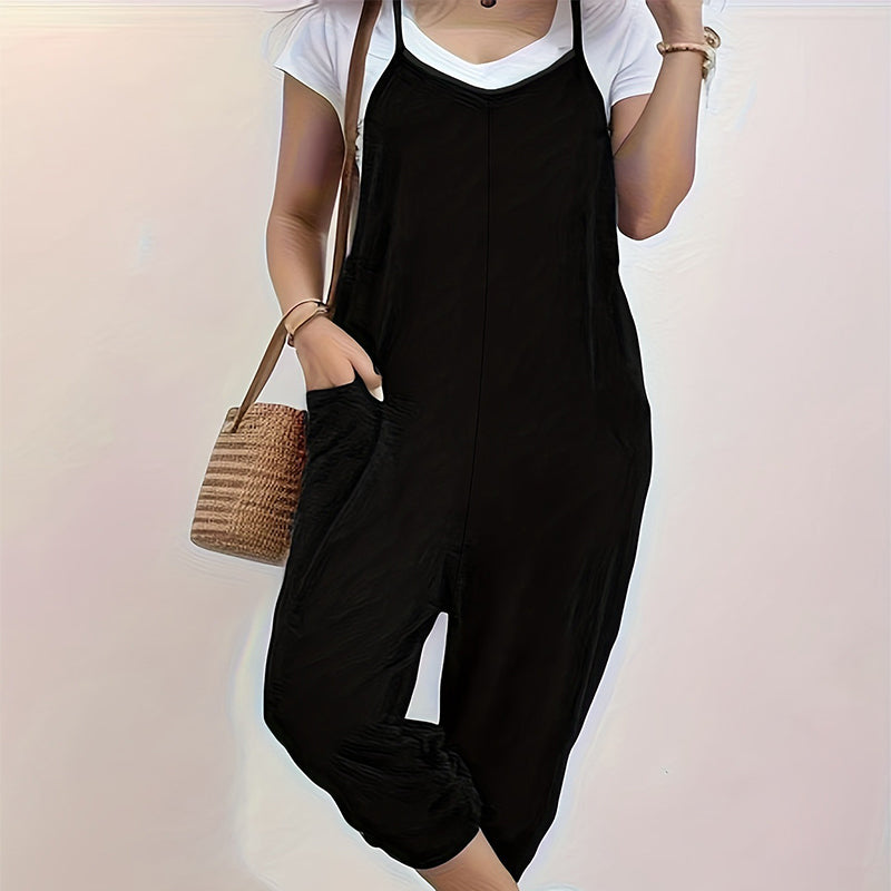Női spagettipántos overall jumpsuit