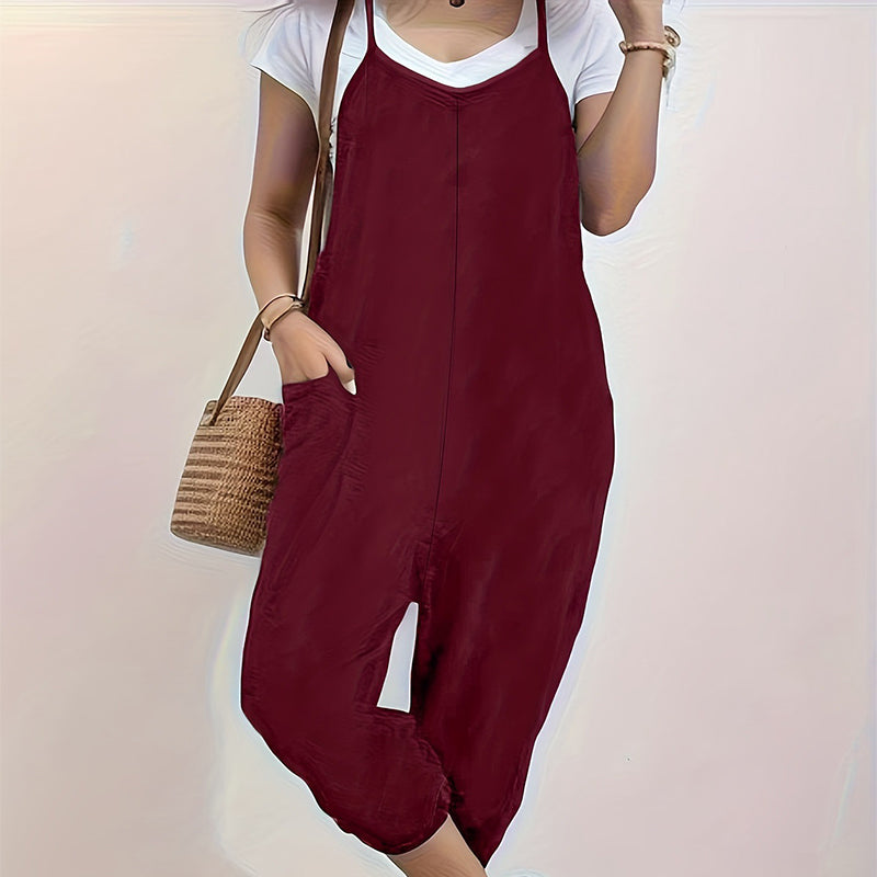 Női spagettipántos overall jumpsuit