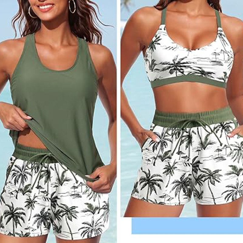 👙Női háromrészes tankini fürdőruha szett rövidnadrággal | Raktáron