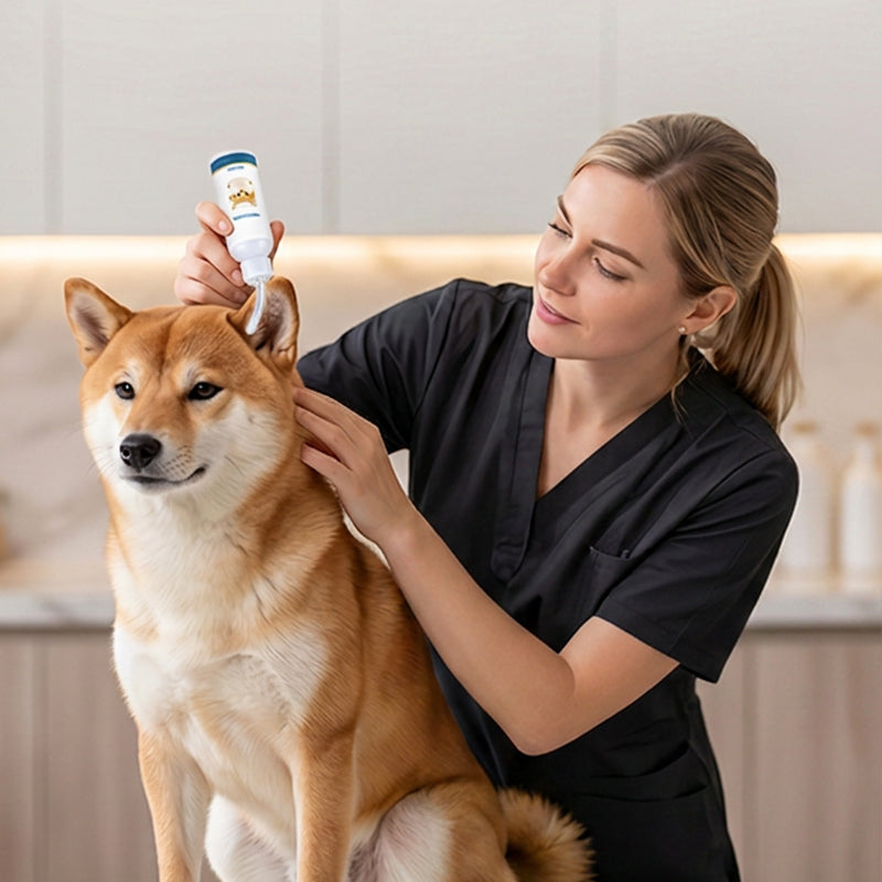 🐶 🧴 Gyengéd kisállat fültisztító – Csillapítja a viszketést, eltávolítja a fülzsírt és a kellemetlen szagokat – Tökéletes kutyák és macskák számára 🐱