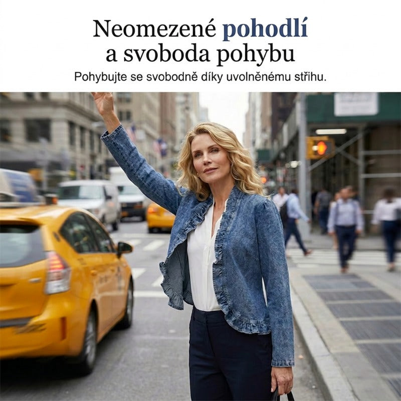 🔥49% KEDVEZMÉNY｜Női farmerdzseki zár nélkül｜Fodros, könnyű anyag, könnyen rétegezhető