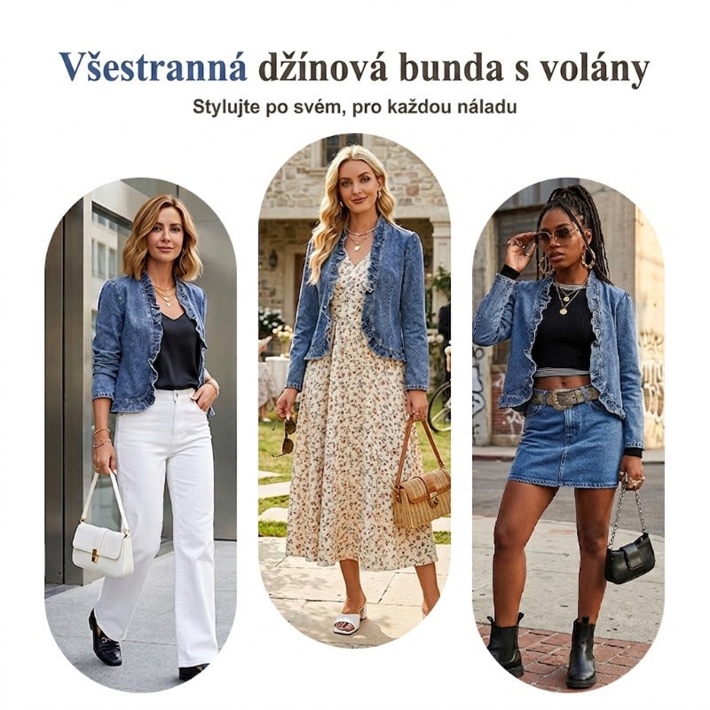🔥49% KEDVEZMÉNY｜Női farmerdzseki zár nélkül｜Fodros, könnyű anyag, könnyen rétegezhető
