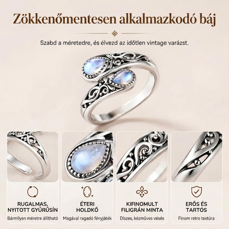👑💎Csepp alakú retro gyűrű: ragyogó és elegáns✨