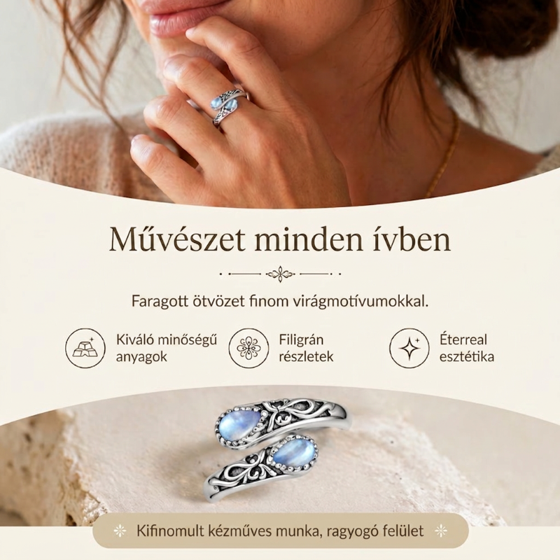 👑💎Csepp alakú retro gyűrű: ragyogó és elegáns✨