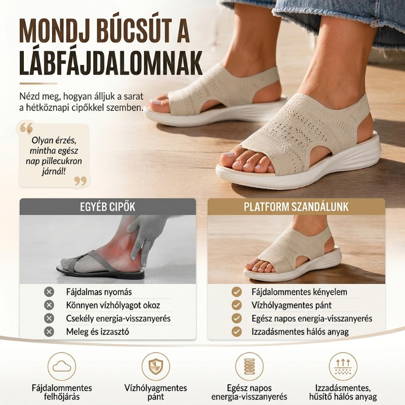 👠Női, lélegző kötött anyagból készült platform szandál ☁️